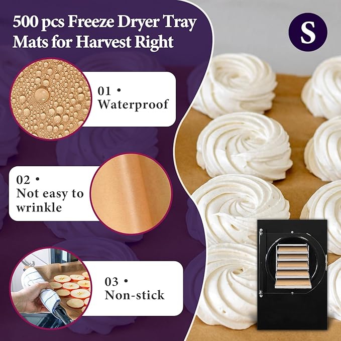 500 Packs Freeze Dryer Tray Mats For Harvest Right Freeze Dryer Accessories for Small Trays, Parchment Sheets, Freeze Dryer Tray Mats for Harvest Right