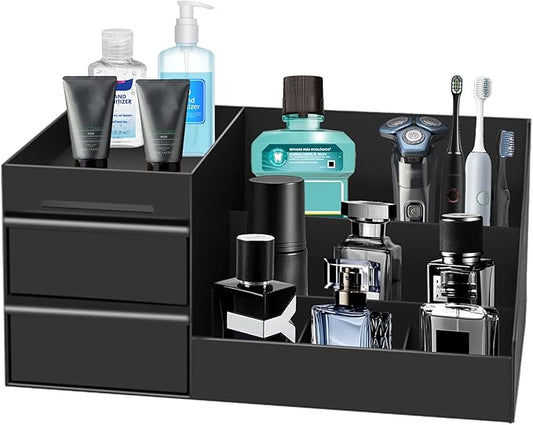 Cologne Organizer for Men, Perfume Organizer, Bathroom Counter Organziers and Storage, Black Mens Cologne Organizer, Perfume Display Stand for Vanity, Cologne Shelf for Mens Dresser, Bedroom