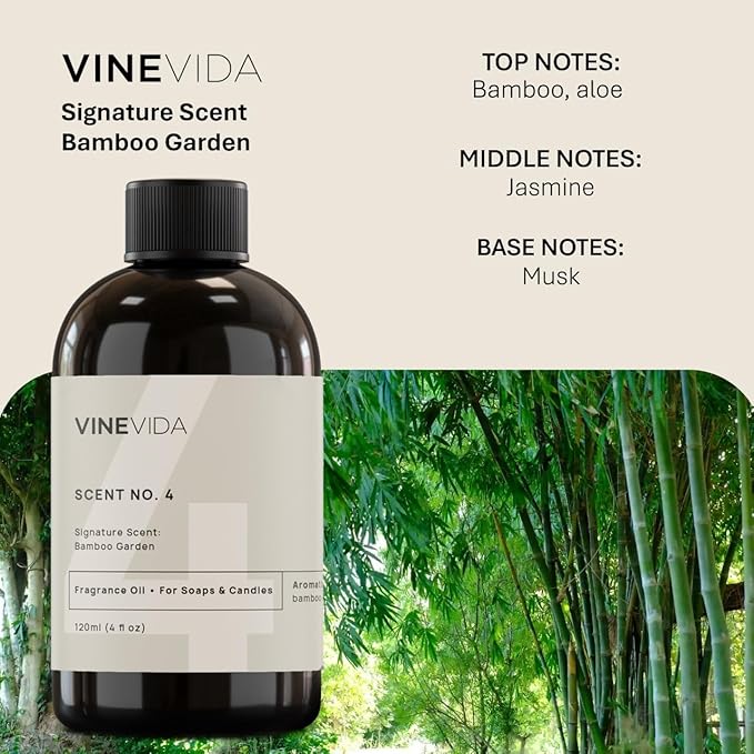 VINEVIDA [4oz] Bamboo Garden - Fragrance Oil for Candle Making and Soap Making - Premium Candle Scents for Soy Candles