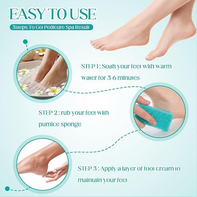 Batiyeer 300 Pcs Pumice Stone Bulk for Feet Scrubber Dead Skin Disposable Foot Pumice Foot Shower Scrubber for Heel Cuticle Callus Remover Bath Spa (Sky Blue)