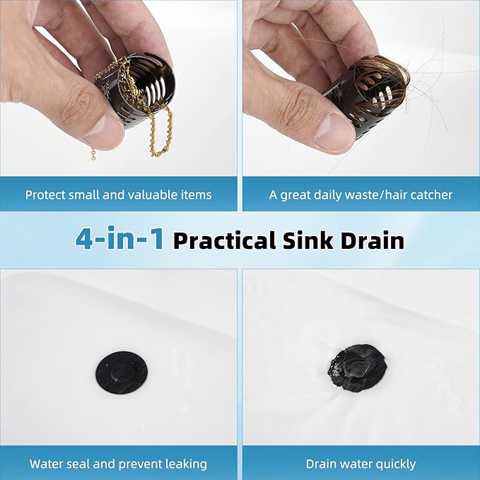 Upgraded Bathroom Sink Drain Strainer Hair Catcher 2PCS Universal 3 in 1 Pop-up Sink Stopper, Fit for 1.1''~2.36'' Basin Hole, with Detachable Stainless Steel Filter Basket, Oil Rubbed Bronze