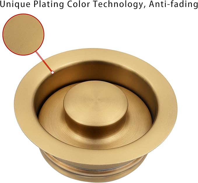 LQS Kitchen Sink Garbage Disposal Flange and Sink Stopper, fit 3-1/2 Inch Standard Sink Drain Hole Color Golden