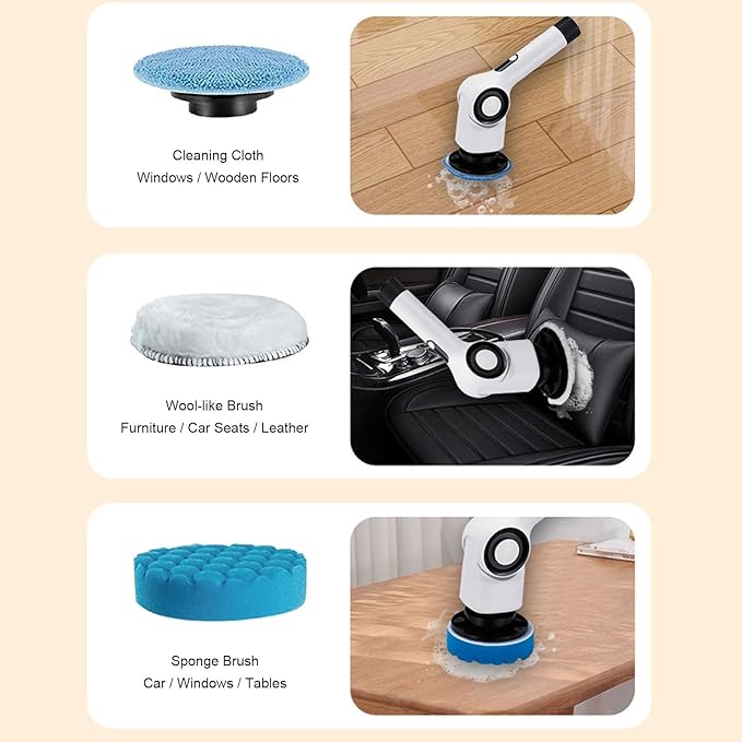 Dpofirs Electric Spin Scrubber, Cordless Cleaning Brush, Bathroom Shower Scrubber with Long Handle Adjustable, Power Cleaner with 8 Brush Heads, 3 Speeds