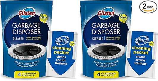 Glisten Garbage Disposer Cleaner and Freshener, Sink Disposal Odor Eliminator with Foaming Action, Lemon Scent, Made in the USA, (Pack of 2)