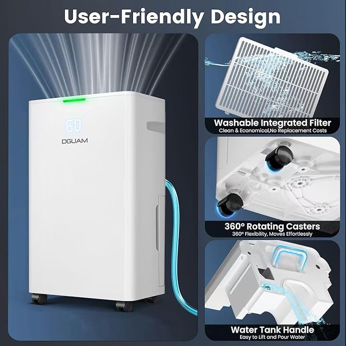 Dehumidifier, Max 80 Pint/Day Dehumidifier for Basement & Home, 4500 Sq. Ft, Compressor Dehumidifier with Drain Hose, Smart Humidity Control, Energy Efficient & Quiet for Bedroom, Large Rooms