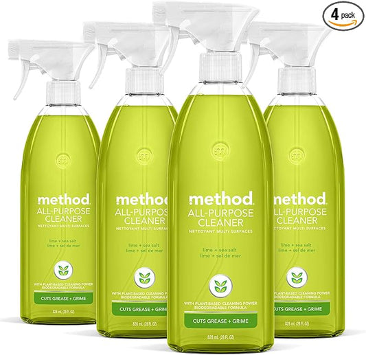 Method All-Purpose Cleaner Spray, Lime + Sea Salt, Perfect for Most Counters, Tiles and More, 28 Fl Oz, (Pack of 4)