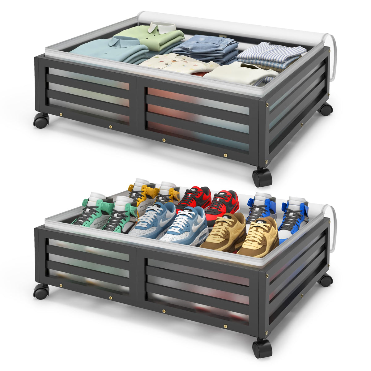 Under Bed Storage with Wheels-Large Bamboo Underbed - Image 1