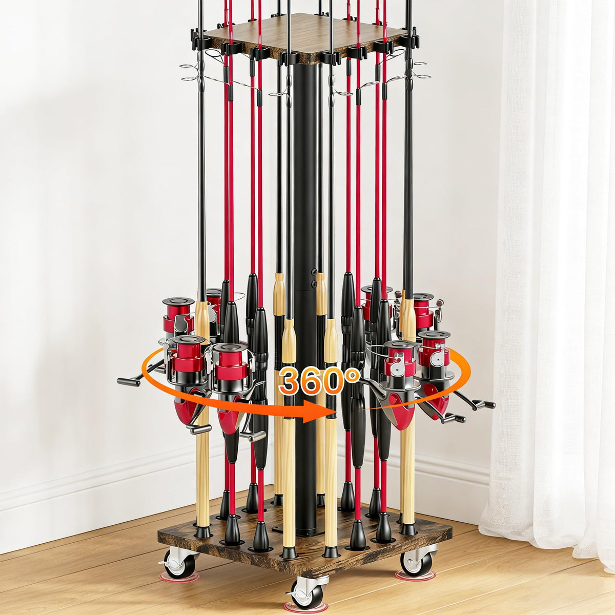 Fishing Rod Holders for Garage 360° Rotating Fishing Pole - Image 1