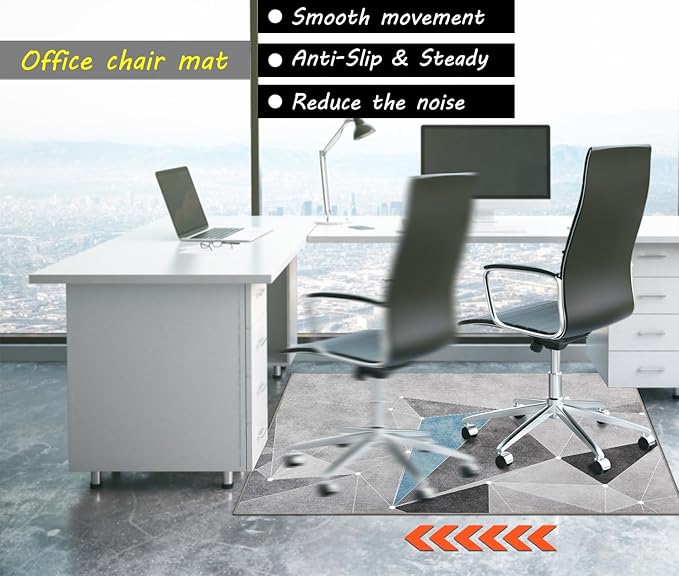 Office Chair Mat for Hardwood Floor,36"*48" Highly Premium Quality Protector Floor Mat,Desk Chair Mat - 2.15lbs Anti-Slip Chair Rug Mat for Office Home Laminate Floor Black Blue
