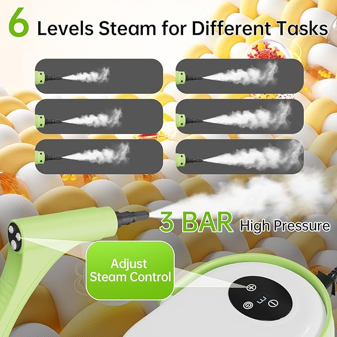 Handheld Steam Cleaner for Home, 1.59QT Tank, 6 Adjustable Modes, High Pressure Steam Cleaner for Car Detailing, Steamer for Cleaning Bed Bugs, Couch, Furniture, Kitchen