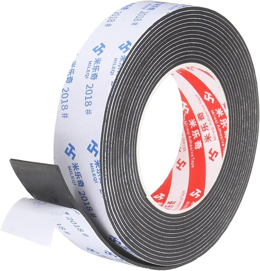 PATIKIL Sponge Rubber Foam Tape, 1 3/8" W x 1/32" t x 16.4ft l Self-Adhesive Foam Insulation Tape Weather Stripping for Window Door Soundproofing Weatherstrip AC Seal Strip, Black