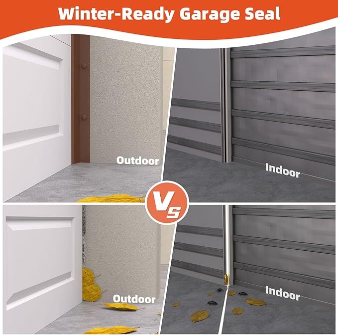 Garage Door Seal Top and Sides, 36 FT Universal TPE Weather Stripping Garage Door Trim Seal Weatherproofing Garage Door Seals with Nails and Lids in Brown