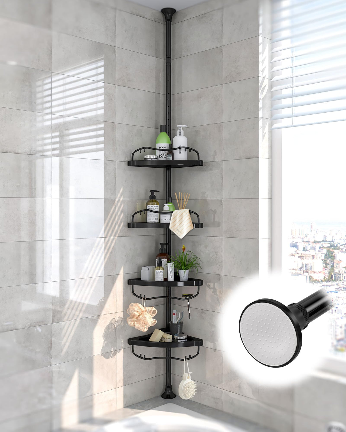 Lilyvane Corner Shower Caddy: Rustproof 125" Tension | All Products - Image 1