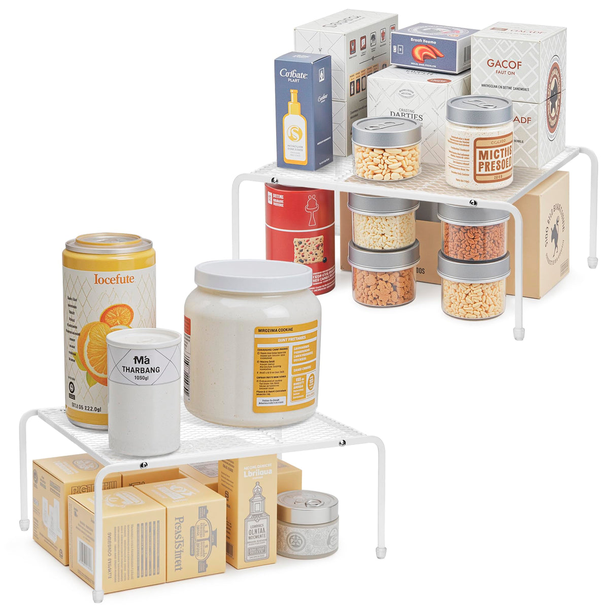 Kitchen Cupboard Organiser-2 Pack Metal Wire Storage Shelf Insert - Image 1