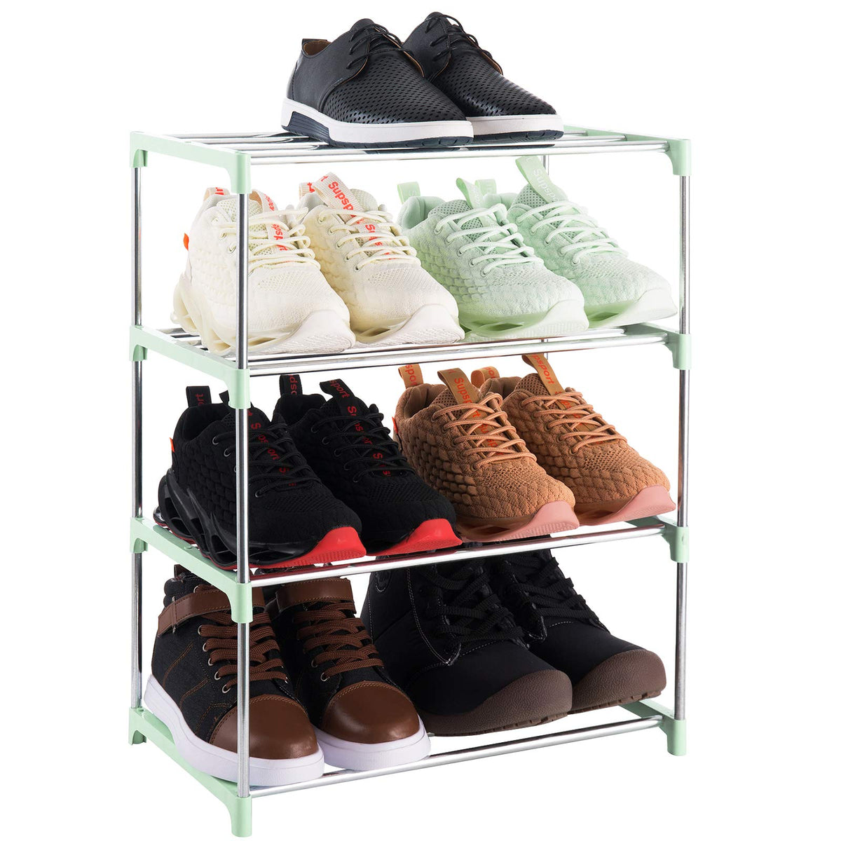 4-Tier Stackable Small Shoe Rack, Lightweight Shoe Shelf Storage - Image 1