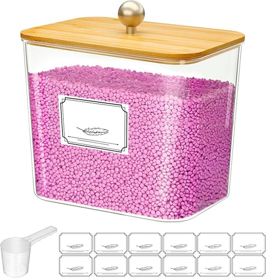 Lifewit Laundry Pods Container with Lid, Dryer Sheet Holder, Room Organization Storage for Coffee Pods Kcup Washing Powder, Scent Booster Beads, 2600 ml/0.7gal，Natural,1 Pcs