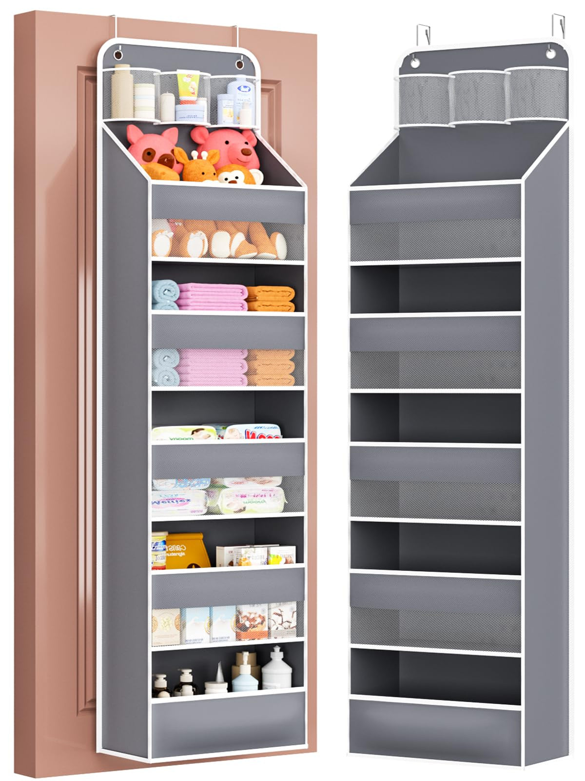 Over Door Hanging Organizer, 5 Tier 44 lb Load Behind Door - Image 1