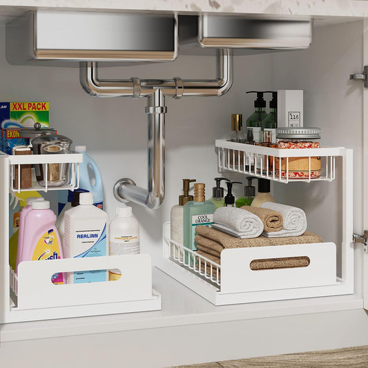 REALINN Under Sink Organizer, L-Shaped 2 Tier Pull O | Home Organizati - Image 1