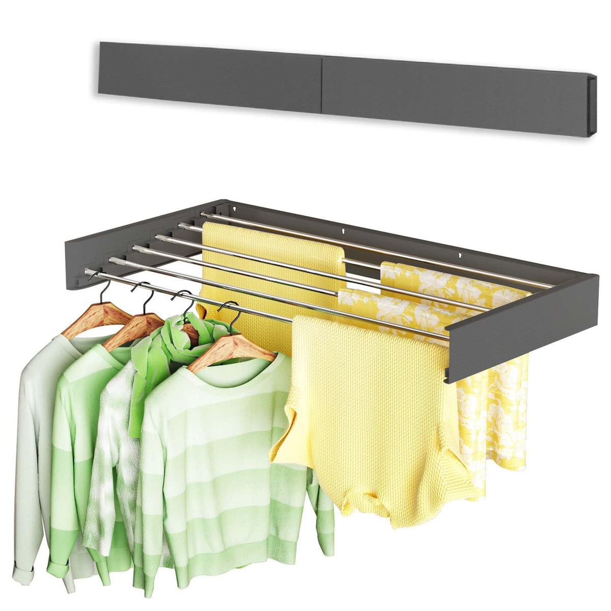 Wall Mounted Clothes Drying Rack 40", Foldable Wall Laundry Rack - Image 1
