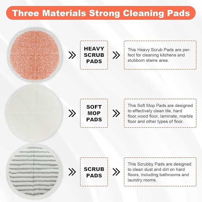 Replacement Pads For Bissell Spinwave Mop: 16 Pads for Bissell Spinwave/Spin Wave/Crosswave,Expert/Pet/Cordless Hard Floor,2124 20393 2039a 20399 2039w 23159 23157 Spin Mop Cleaner Scrub/scrubber pads