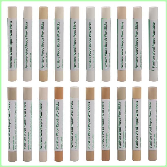 Furniture Markers Touch Up, 20 Colors Wood Filler Sticks, Wood Wax Crayons for Repairing Scratches, Scuffs, Cracks, Holes on Furniture, Floors, Cabinets, Tables, and Doors - Light Color Series