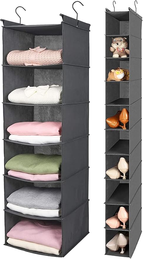 MAX Houser Hanging Closet Organizer, Hanging Sweater Organizer,Foldable Hanging Shelves for Closet