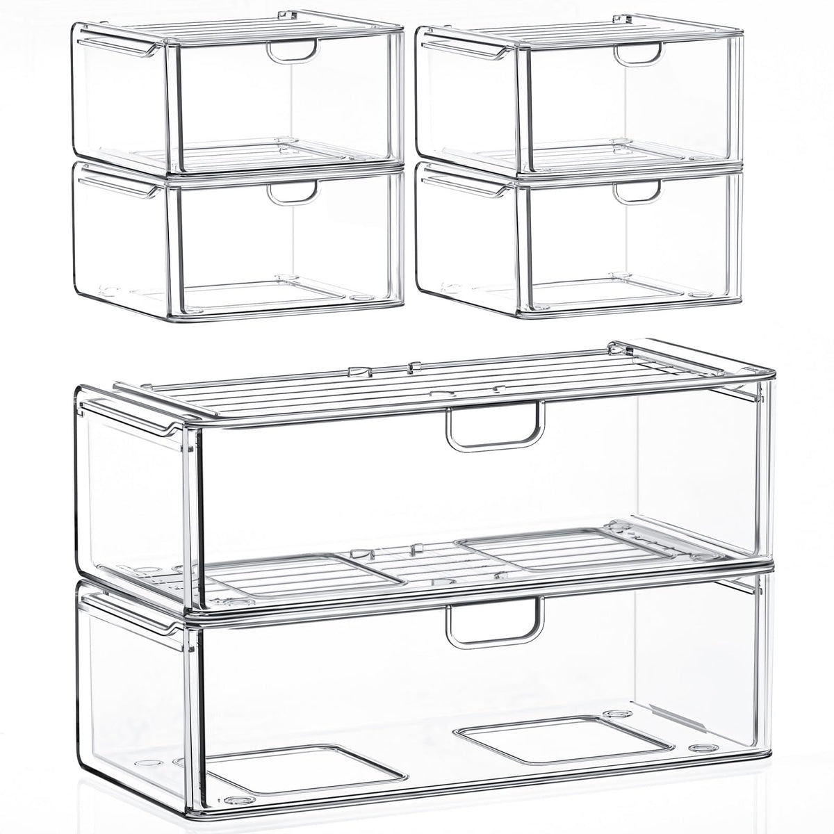 caktraie 6-Pack Acrylic Stackable Storage Drawers for Vanity - Image 1