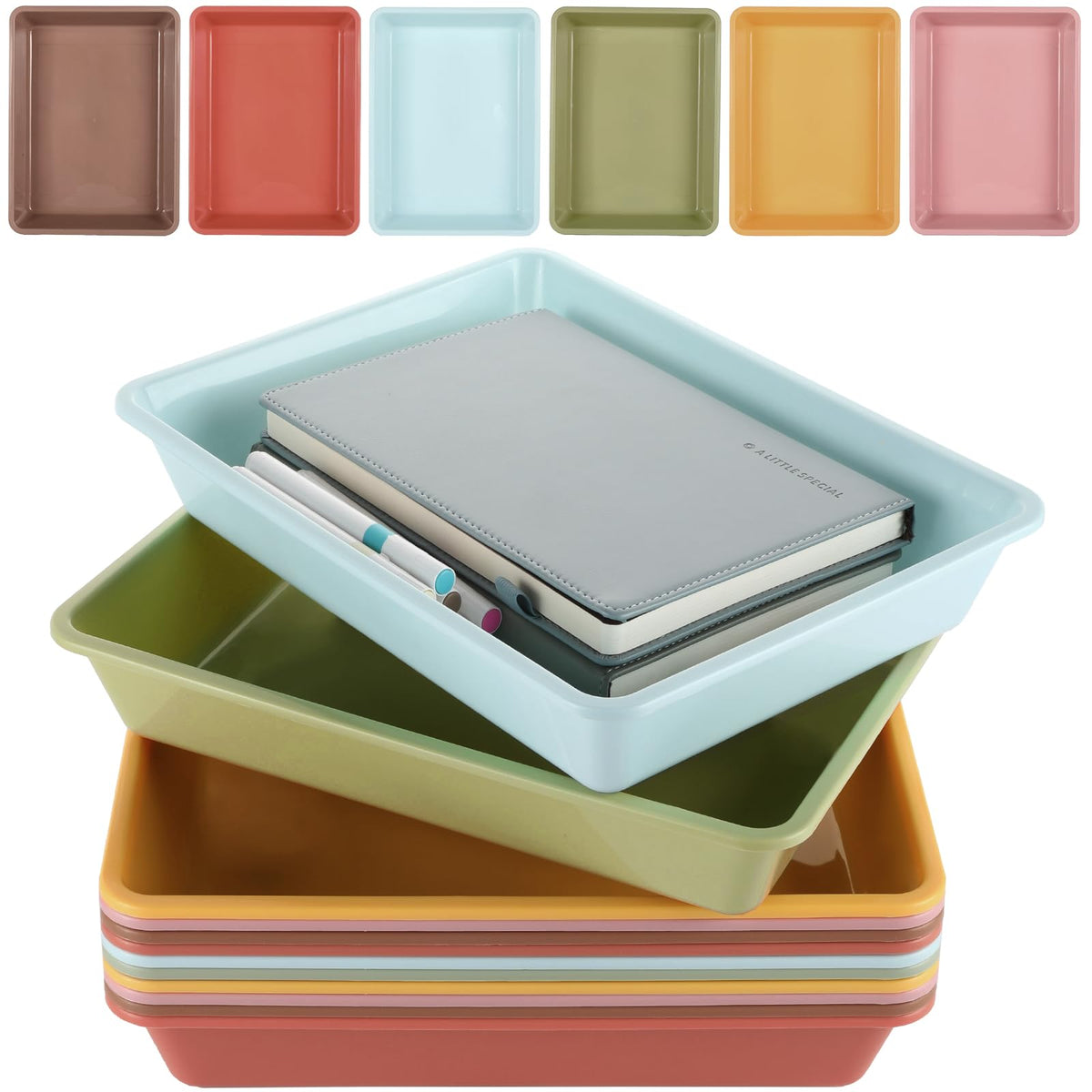 12 Pcs Letter Size Flat Storage Tray (Retro) - Image 1