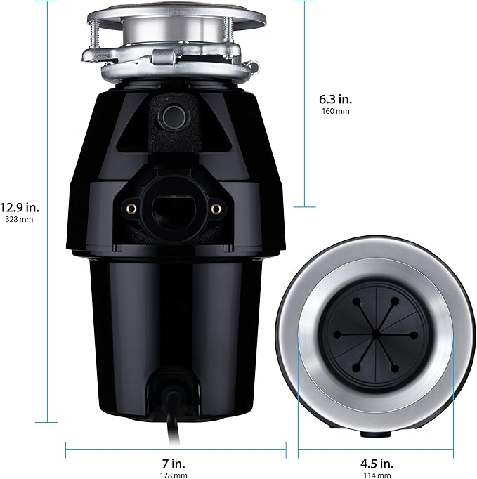 TITAN 10-US-TN-760-3B Torque Garbage Disposal System with Stainless Steel Impellers & Griding Components, Black (1/2 HP | Mid Duty)
