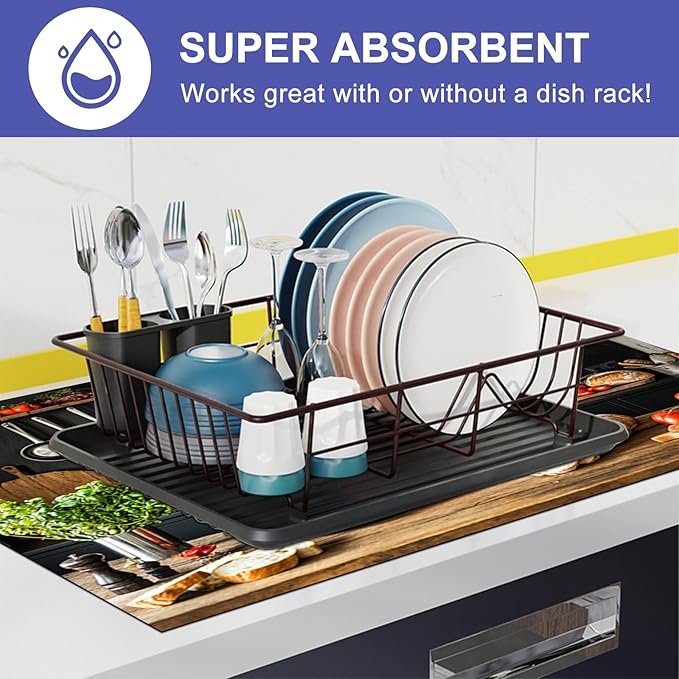 Stove Top Covers for Electric Pad 28 x 20 inches Rustic Kitchen Scene Kitchen Decorations Coffee Bar Mats for Coffee Maker Machine Stove Top Covers