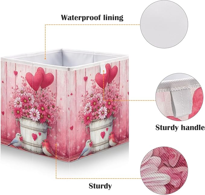 Bolaz Birds Flowers Balloons Closet Organizers Storage Cubes Storage Bins Shelf Baskets Containers for Home Room Office,Square