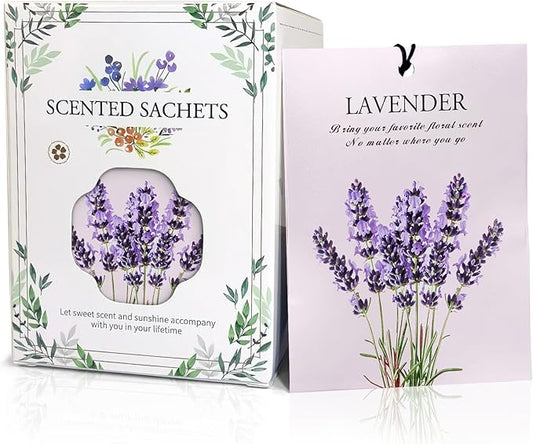 Lavender Scented Sachet Bags - 12 Pack Closet & Drawer Freshener, Long Lasting Odor Eliminator for Wardrobes, Cars & Storage, Home Fragrance Air Freshener Sachets
