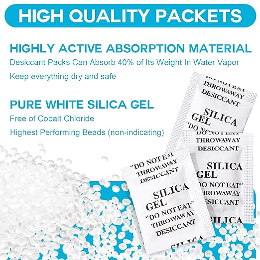 1500 Pcs 2 Gram Silica Gel Packets Desiccant Packs for Storage Moisture Absorbers Silica Gel Anti Humidity Transparent Food Grade Desiccant Packs for Electronics, Clothes Shoes