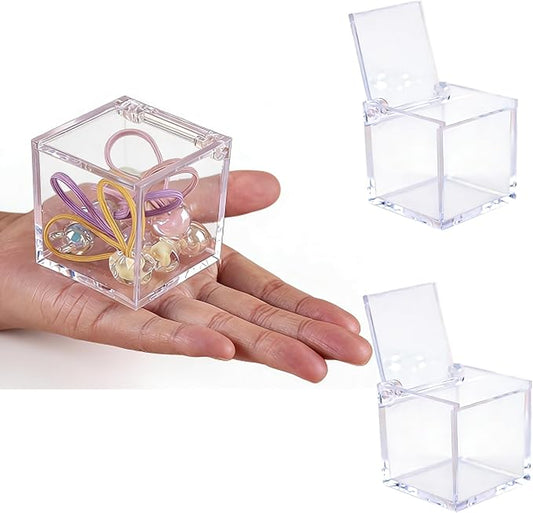 KissYou Small Acrylic Box Clear Boxes with Lid Acrylic Hinged Lid Box Coffee Pod Holder Candy Contanier Transparent Lucite Square Cube