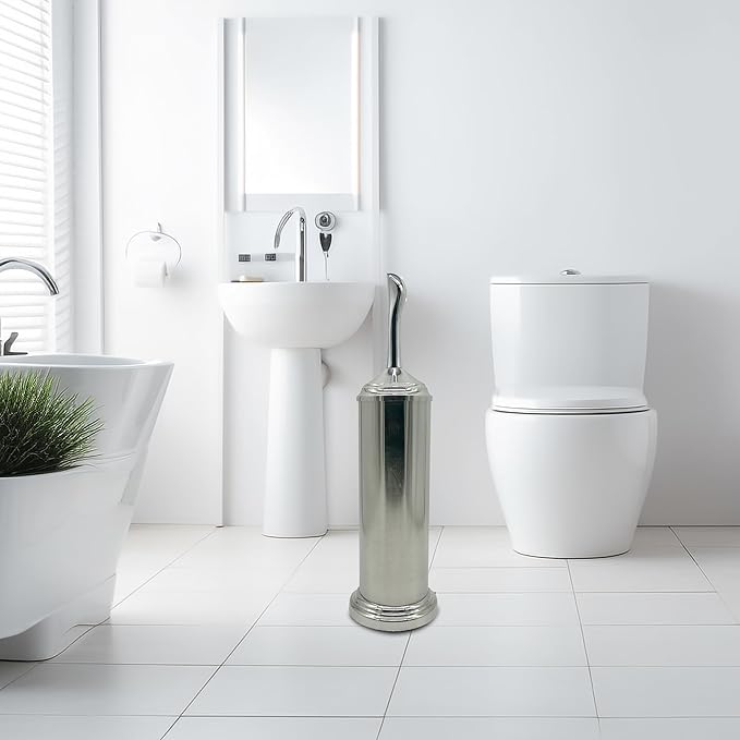 Vince Camuto Toilet Bowl Brush with Holder, Durable Bathroom Cleaning Tool, Modern Design for Easy Toilet Maintenance, Bathroom Cleaner Brush for Efficient Cleaning and Hygiene