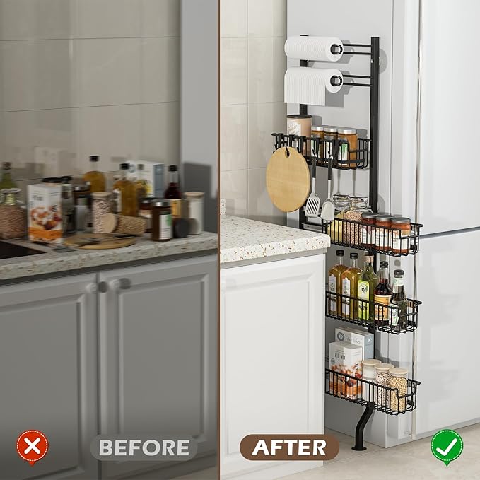 bukfen 6-Tier Slim Corner Shelf,Spice Rack Next to Fridge Slim,Narrow Storage Cabinet Organizer for Kitchen,Bathroom