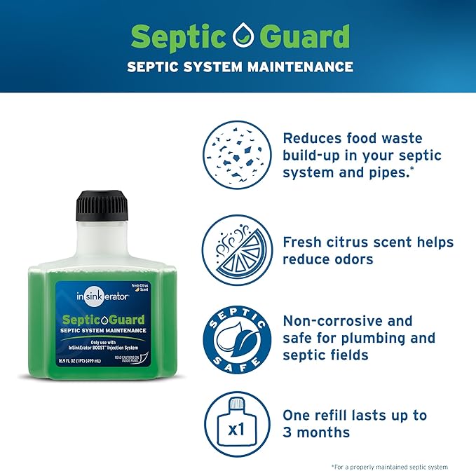 INSINKERATOR BOOST Injection System with Septic Guard Solution, Septic System Maintenance for INSINKERATOR Garbage Disposals, BST-SG