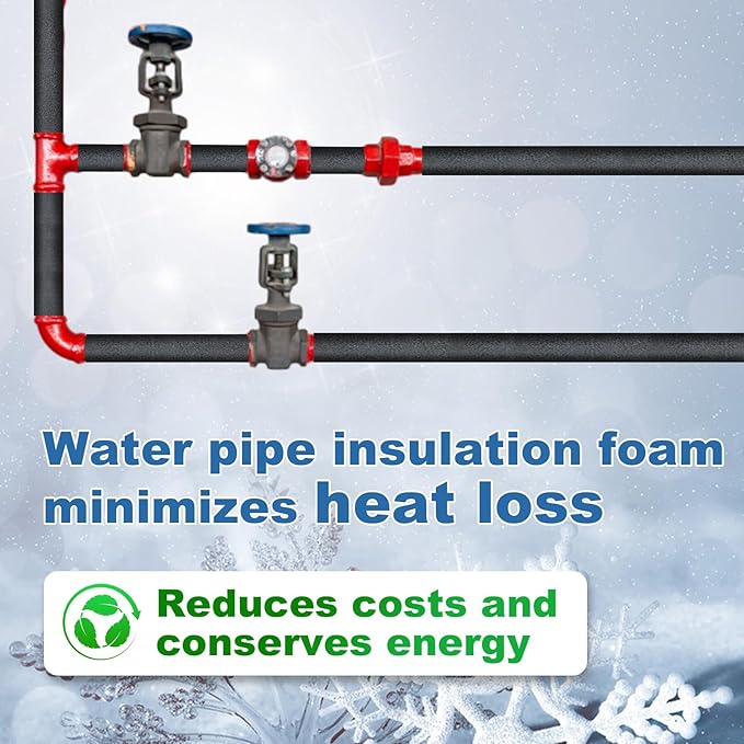 Insulating Foam Pipe Covers, Outdoor Water Pipe Insulation Water Pipe Freeze Protection,Foam Tube Suitable for Outdoor and Indoor Water Pipe Pipeline(12 Pcs,1/2 Inch)