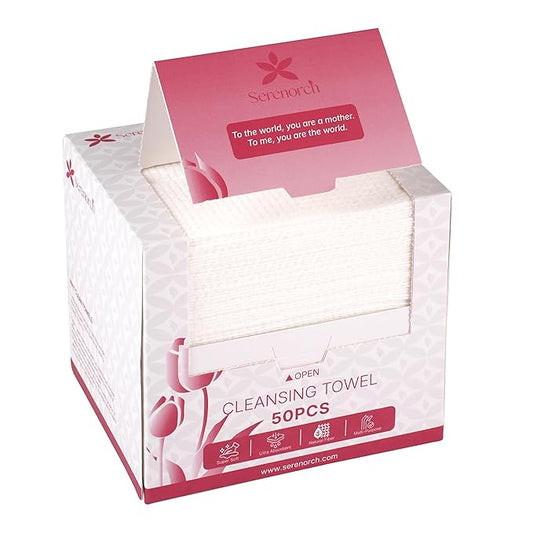 Mother's Day Gifts for Mom from Daughter Son, Disposable Face Towels XL 50 Count, Ultra Soft Facial Tissues for Sensitive Skin, Makeup Remover Dry Wipes, Best Mom Birthday Gift Ideas