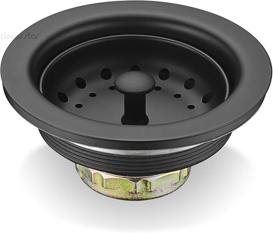 KD-001-M 3 1/2" Drop-In Kitchen/Bar Sink Basket Strainer, Matte Black