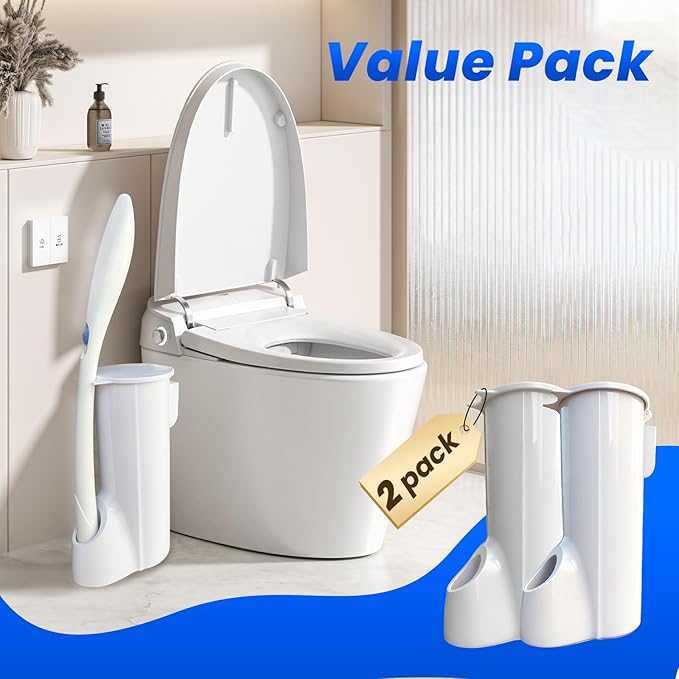 2 Packs Toilet Wand Caddy Holder (Holder Only, No Wand), Disposable Brush Kit, Stand Toilet Cleaning Starter Kit, Wall Mounted Storage Caddy.
