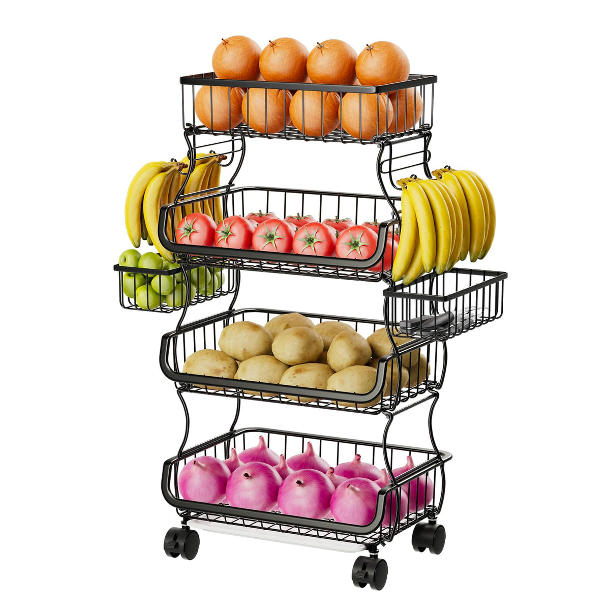 Simple Trending Stackable Cart, Fruit Vegetable Basket - Image 1