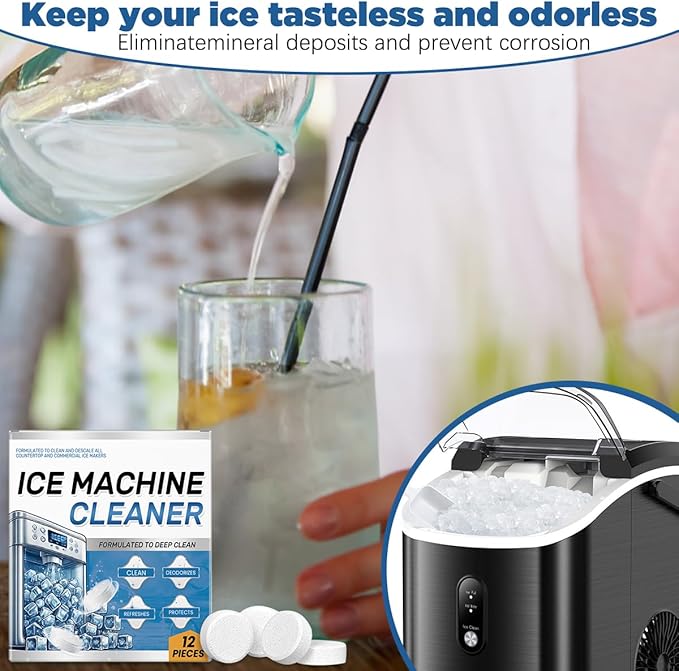 Ice Machine Cleaner Maker Descaler - 24 Ice Maker Cleaner Tablets, Compatible with Opal, Kitchenaid, Helps Remove Hard Wate