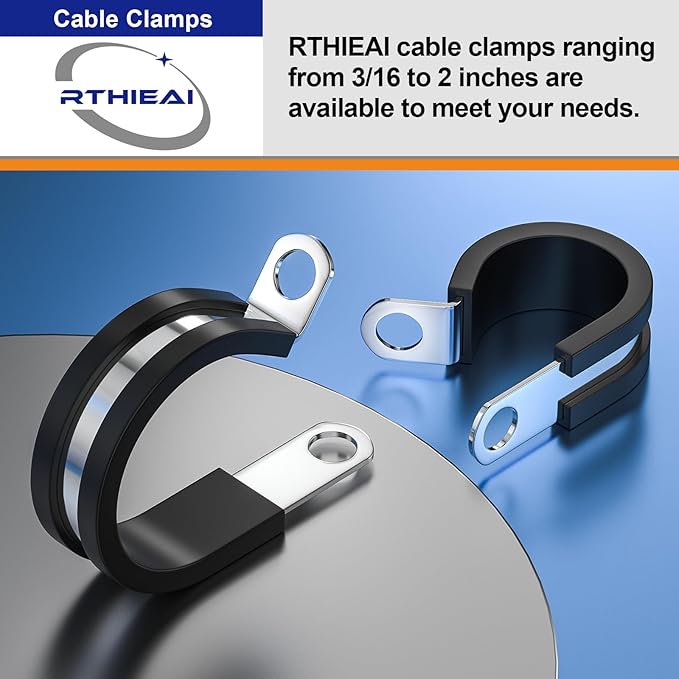 20 PCS 3/4 Inch Cable Clamps, 304 Stainless Steel Cable Clamps, Insulated Clamp, Hose Clamp, Pipe Clamp, Durable Clamp, and Wire Clamp by RTHIEAI