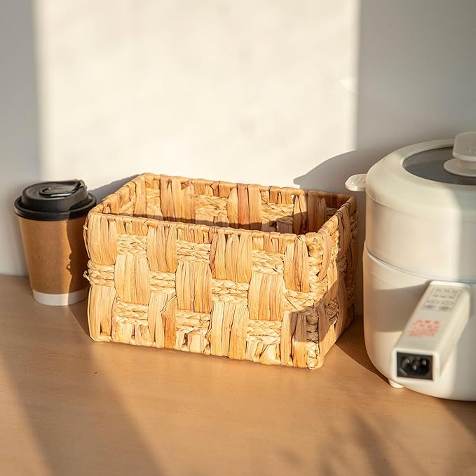 Water Hyacinth Storage Basket, Handmade Rectangular Basket for Home & Office, Natural Woven Basket for Tidy Spaces