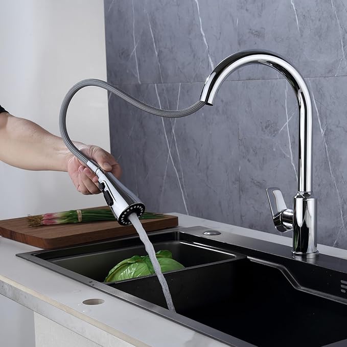 Kitchen Faucet Head Replacement Compatible with Moen 191004 – Durable ABS & Silicone Nozzle for Easy Installation and Limescale Prevention (Stainless Steel)