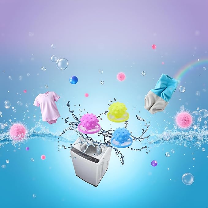 1Pc Random ColorPet Hair Remover for Laundry, Reusable Hair Catcher Laundry Float Lint Trap Mesh Bag Washing Machine Hair Filter Washer, Pet Hair Remover Laundry Portable Hair Remover Washing Balls