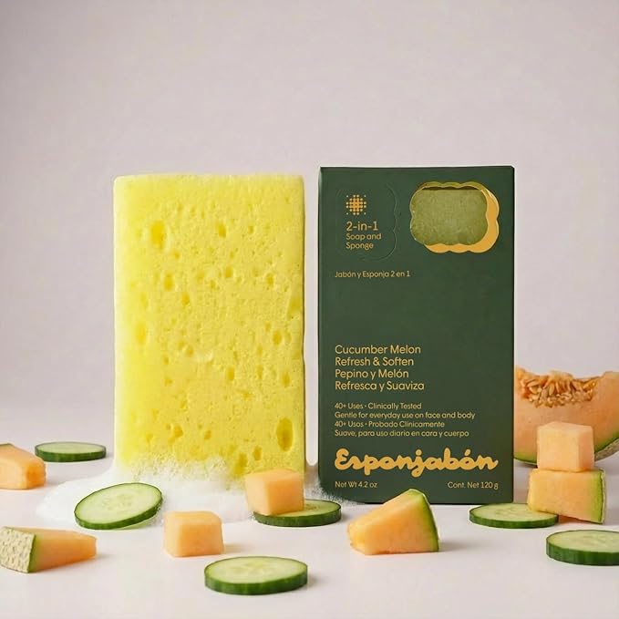 T.Taio Esponjabon Soap Sponge Variety Pack - Shower Scrubber - Bathroom Accessories - Mother of Pearl, Aloe Vera, Lavender, Charcoal, Cucumber-Melon, Oatmeal, Coffee, Pore-Cleansing (8 Pack)