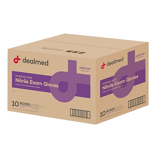 Dealmed Medical Exam Gloves – 2000 Count Medium Nitrile Gloves, Disposable Non-Irritating Latex Free, Multi-Purpose Use for a First Aid Kit and Medical Facilities