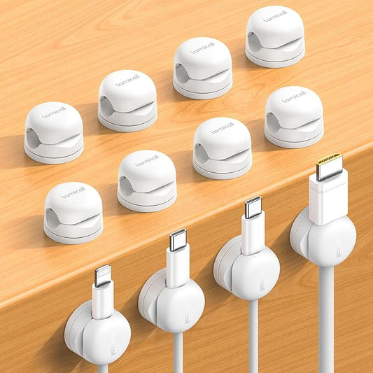 Lamicall 12Pack Rotatable Cord Organizer, Office Desk Nightstand Accessories - Cable Clips Management, Birthday Gifts for Teens Friends, Desk Phone Charger Holder Gadget, Home Workspace Organizer